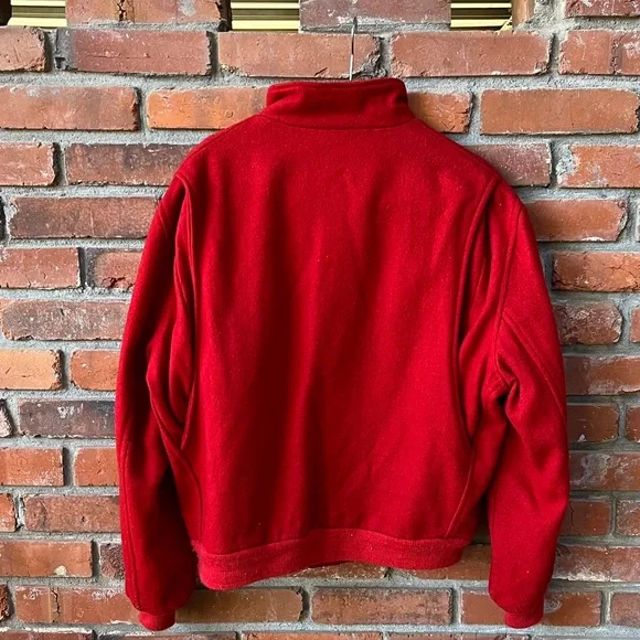 Vintage English Squire Red Wool Bomber Jacket Size 40 - Picture 4 of 8